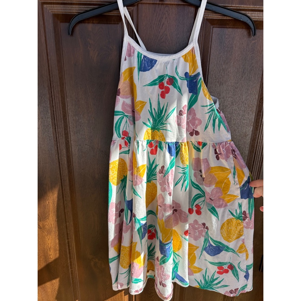 TEA COLLECTION Girls Spring Cotton Spaghetti Strap Fruit/Floral Print Dress - 16